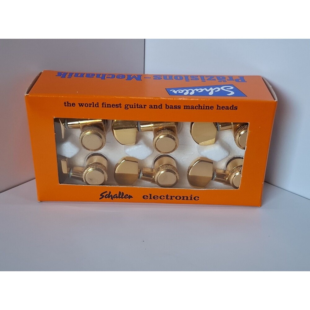 Vintage Schaller M6GO P I Locking Tuners 3x3 Gold Pin Mount 2910P NOS Germany